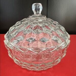 Vintage American Cubist Glass Candy Dish